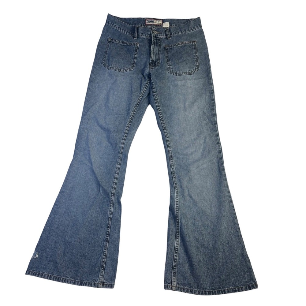 Old Navy Blue Jeans Womens 8 Medium Wash Flare Leg Front Patch Pockets 305296